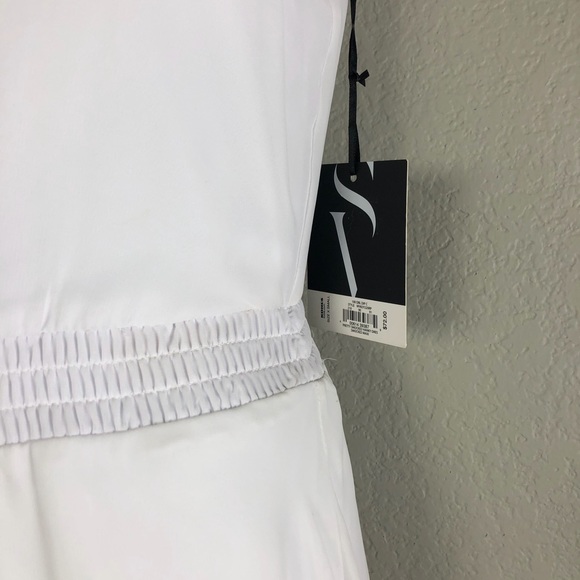 Simply Vera Vera Wang Dress XS White Blue Black Watercolor Handkerchief Hemline - Picture 3 of 7